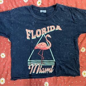 Urban Nations Woman's Crop Top. Miami, Florida. Pink Flamingo